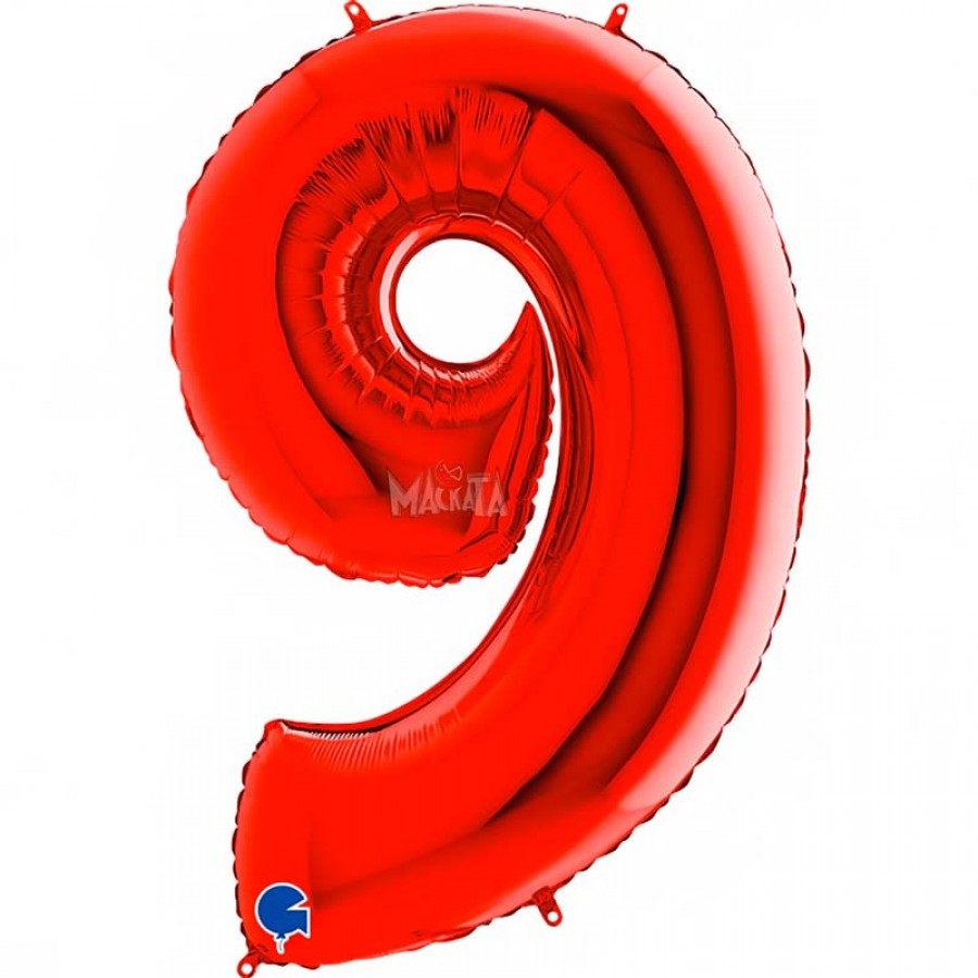 Фолиев балон цифра 9 - червен цвят