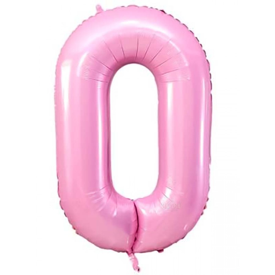 Фолиев балон  - цифра 0 в цвят бебешко розово