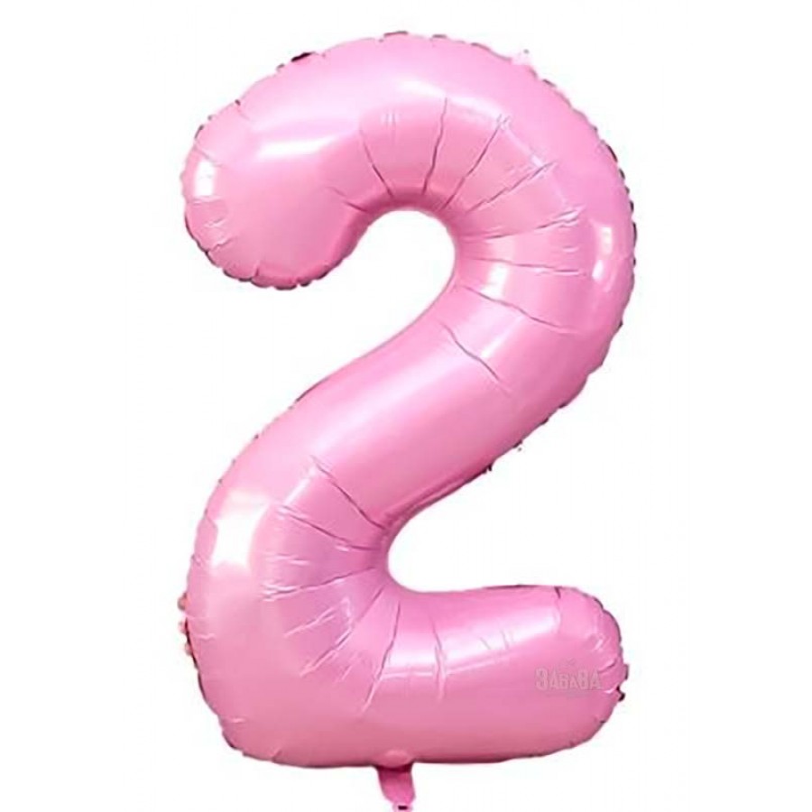 Фолиев балон  - цифра 2 в цвят бебешко розово