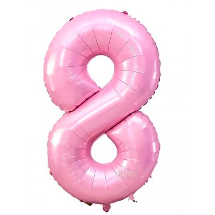 Фолиев балон  - цифра 8 в цвят бебешко розово