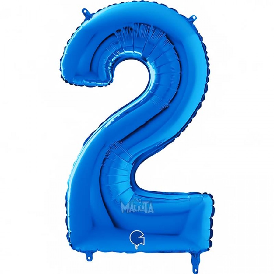 Фолиев балон цифра 2 - син цвят