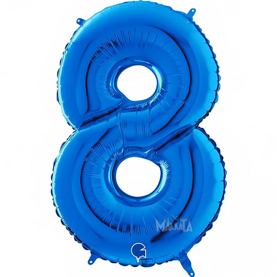 Фолиев балон цифра 8 - син цвят