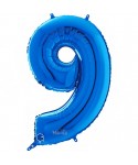 Фолиев балон цифра 9 - син цвят