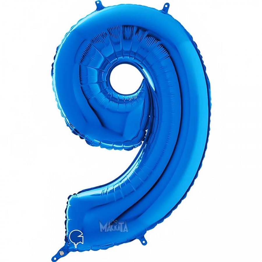 Фолиев балон цифра 9 - син цвят