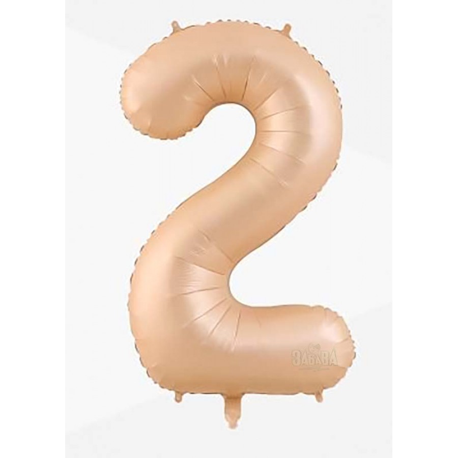 Фолиев балон  - цифра 2 в цвят карамел