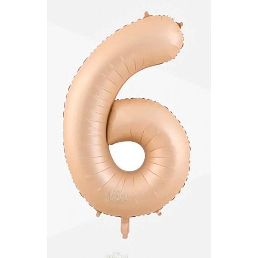 Фолиев балон  - цифра 6 в цвят карамел