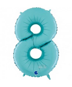 Фолиев балон цифра 8 в цвят бебешко синьо