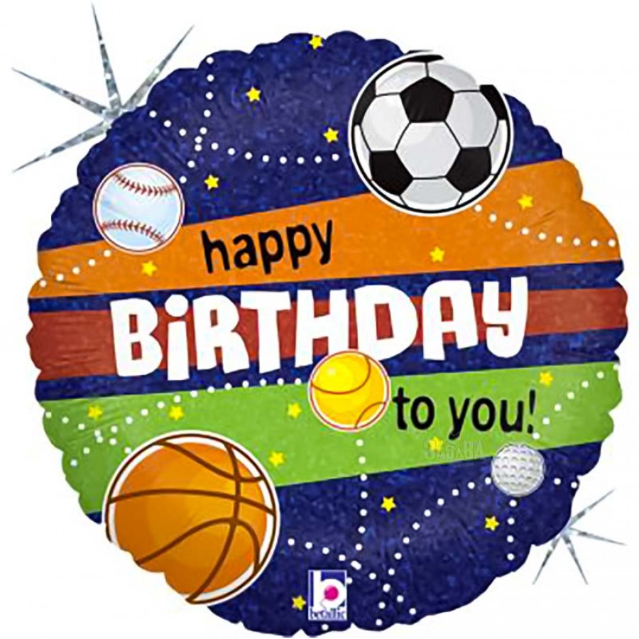 Фолиев кръгъл балон - Happy Birthday Sport 36979