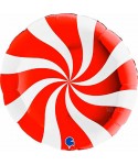Фолиев балон - Swirly в бяло и червено