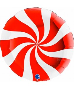 Фолиев балон - Swirly в бяло и червено