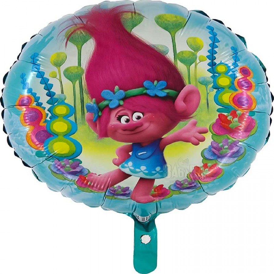 Фолиев кръгъл балон Тролчетата - Принцеса Попи