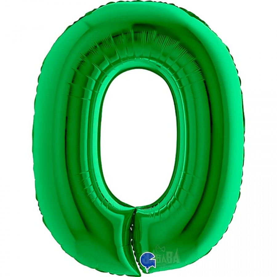 Фолиев балон цифра 0 в зелен цвят