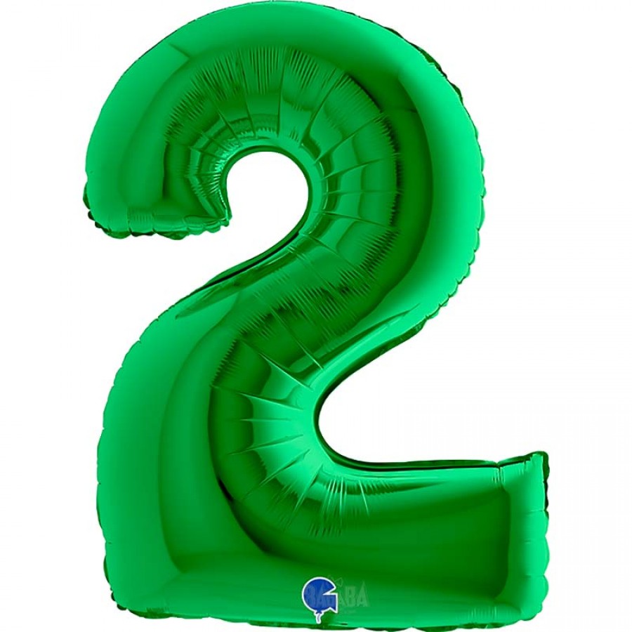 Фолиев балон цифра 2 в зелен цвят