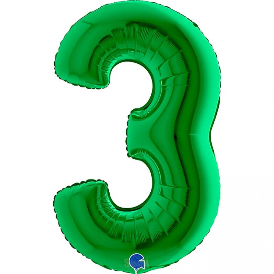 Фолиев балон цифра 3 в зелен цвят