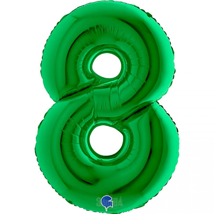 Фолиев балон цифра 8 в зелен цвят