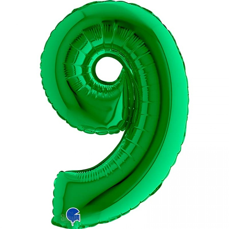 Фолиев балон цифра 9 в зелен цвят