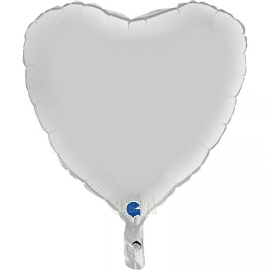 Фолиев балон сърце - Цвят бял сатен