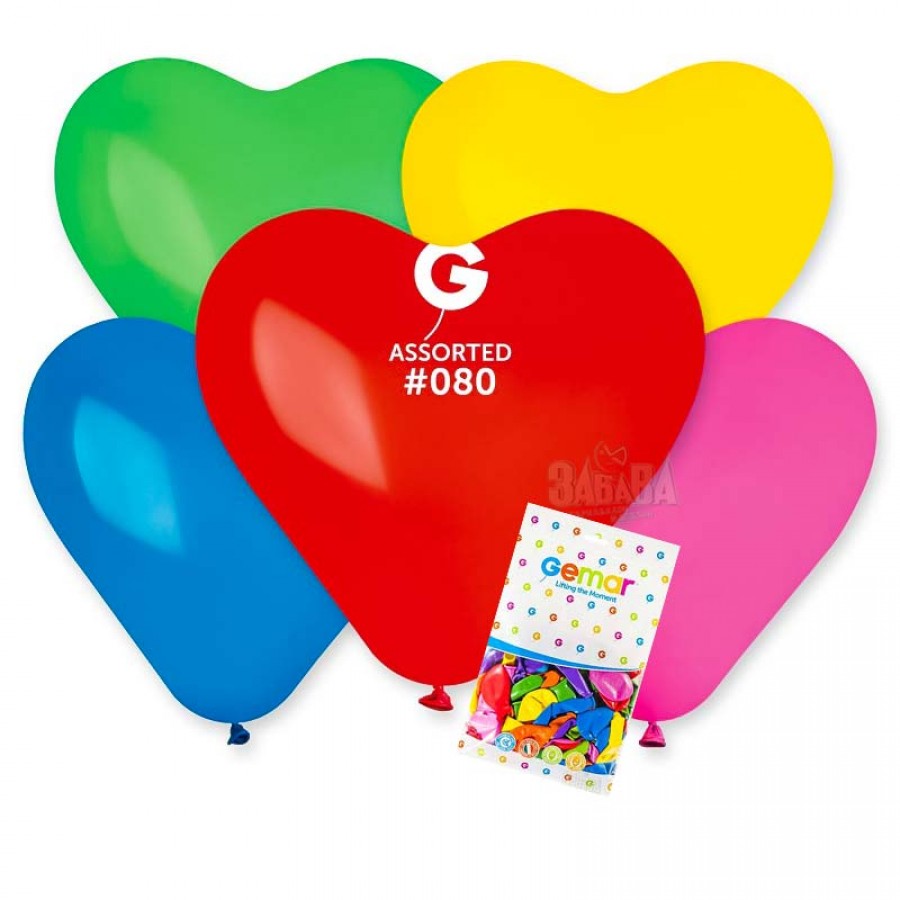 Пакет балони сърца микс цветове 16см 100бр