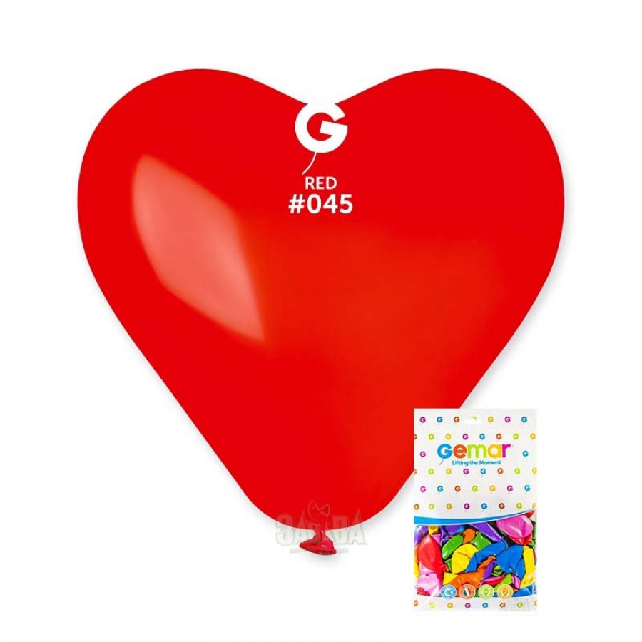 Пакет червени балони сърца 16см 100бр