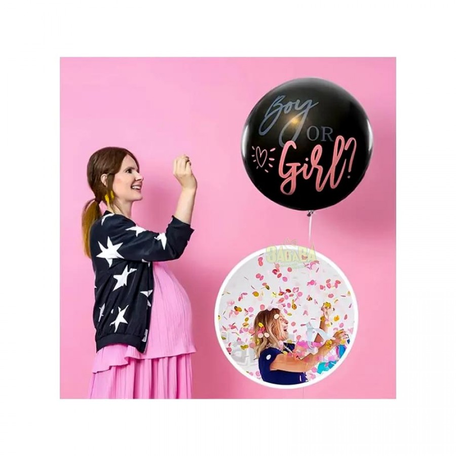 Гигантски латексов балон Boy or Girl с конфети Гигантски латексов балон „Boy or Girl“ с конфети - комплект за разкриване пола на бебето
