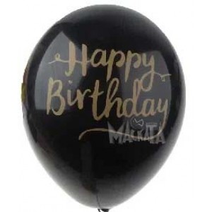 Балони с щампа - Happy Birthday със златен принт 5бр