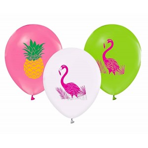 Балони с щампа - Розово фламинго 5бр