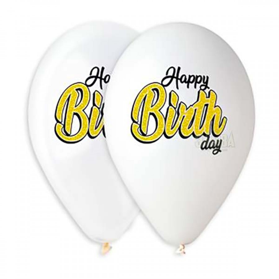 Балони с щампа - Happy Birthday 5бр 902