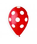 Балони с щампа - червени на бели точки 5бр