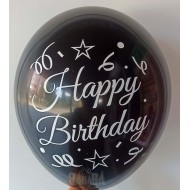Балони с щампа - Happy Birthday в черен цвят 5бр