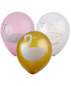 Балони с щампа - Лебед 5бр