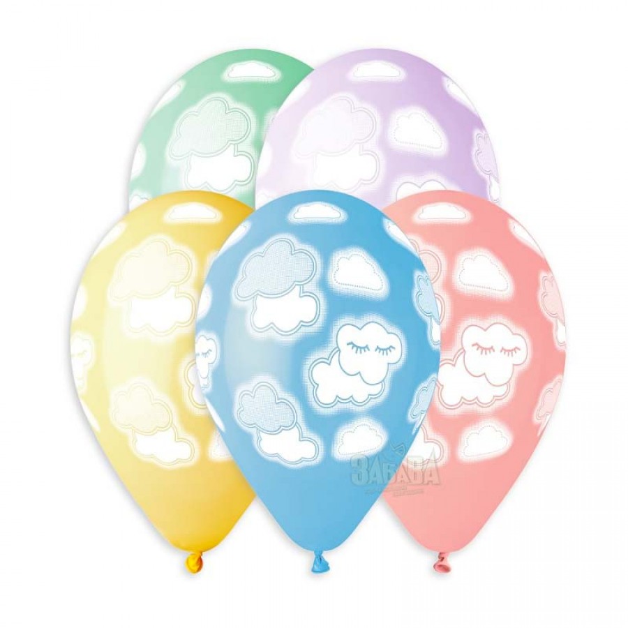 Балони с щампа - Облачета 5бр