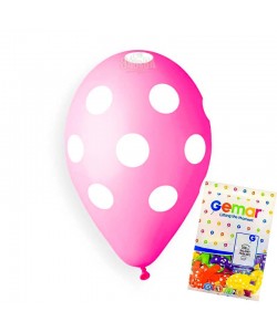Пакет балони с щампа - розови на бели точки 100бр
