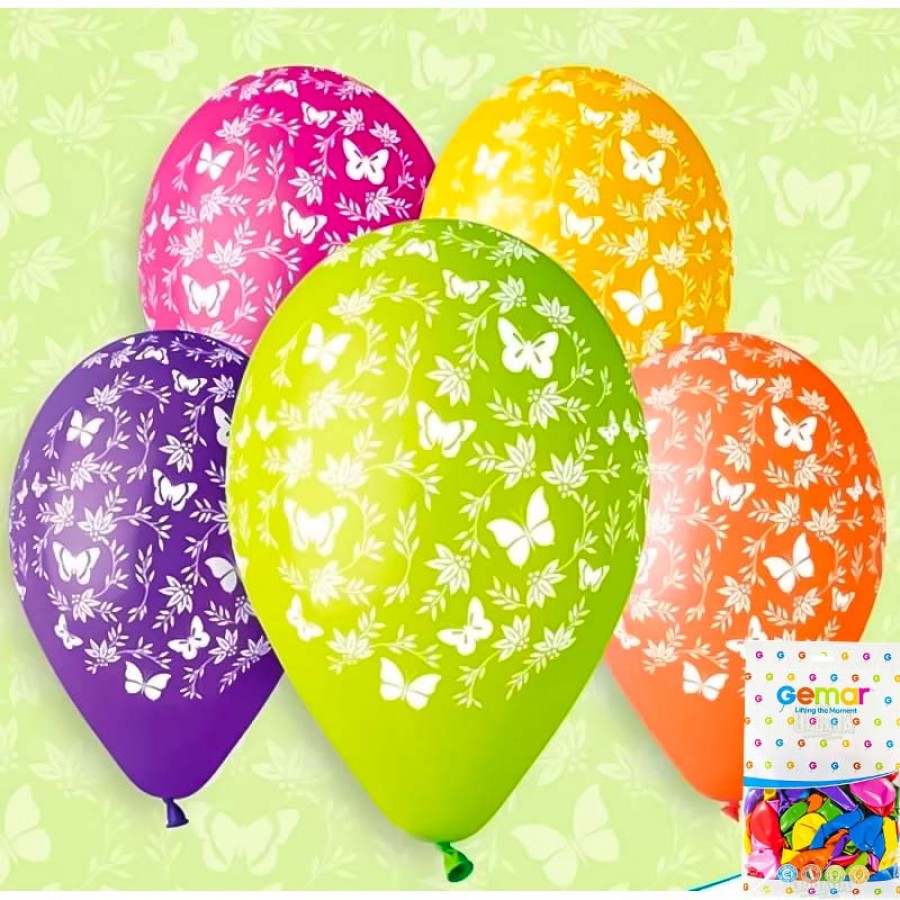 Пакет балони с щампа - Пеперуди #106 100бр