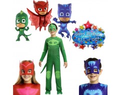 Комплект  PJ Masks - балони, маски и костюм на Геко