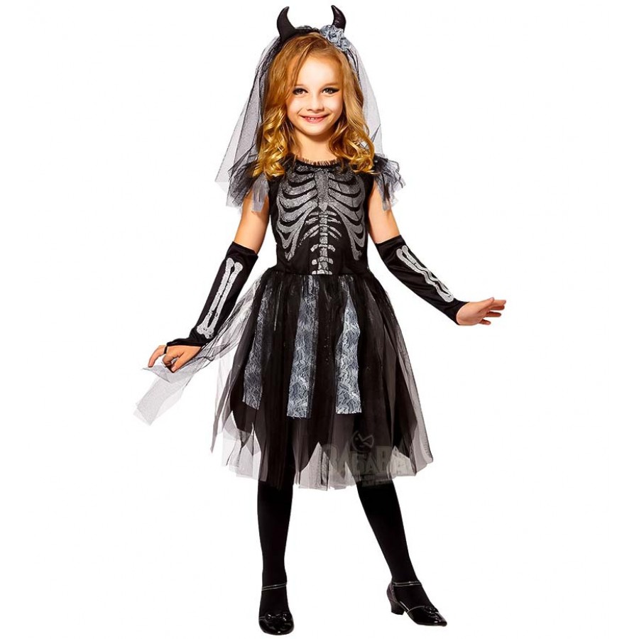 Карнавален детски костюм на Хелоуин булка - скелет 07485
