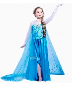 Детски костюм за кралица Елза - син цвят