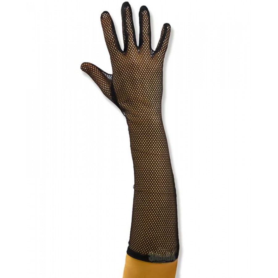 Карнавален аксесоар - Черни мрежести ръкавици 45см 3238