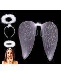 Комплект бели ангелски криле и ореол 55800