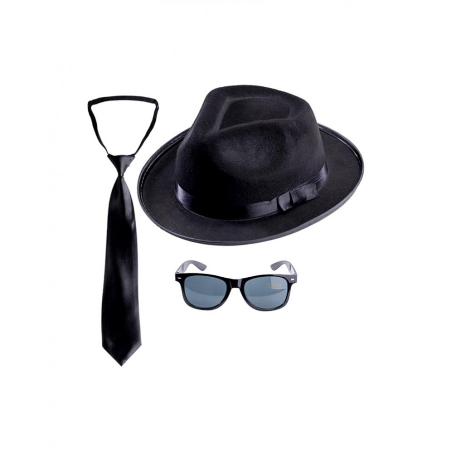 Гангстерски комплект шапка очила и вратовръзка