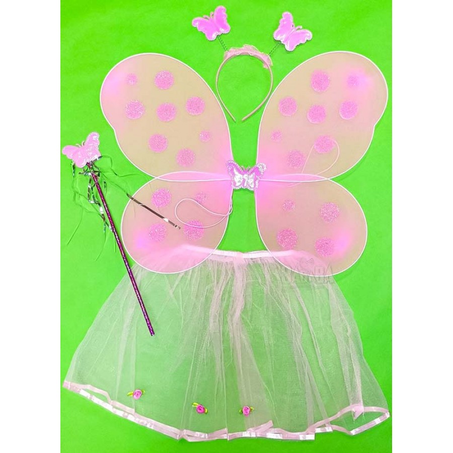 Карнавален комплект за пеперуда в розов цвят