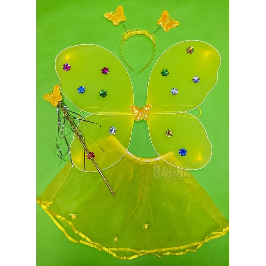 Карнавален комплект за пеперуда в жълт цвят