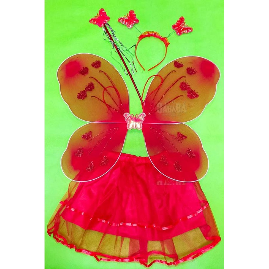 Карнавален комплект за пеперуда в червен цвят