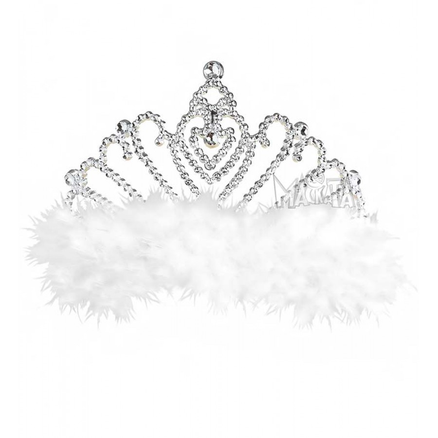 Карнавална корона с бяло марабу 88662