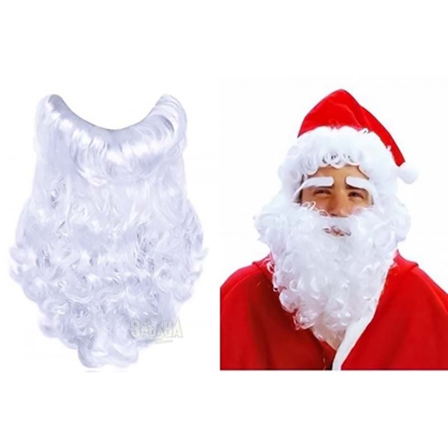 Бяла брада с мустаци за Дядо Коледа 55см