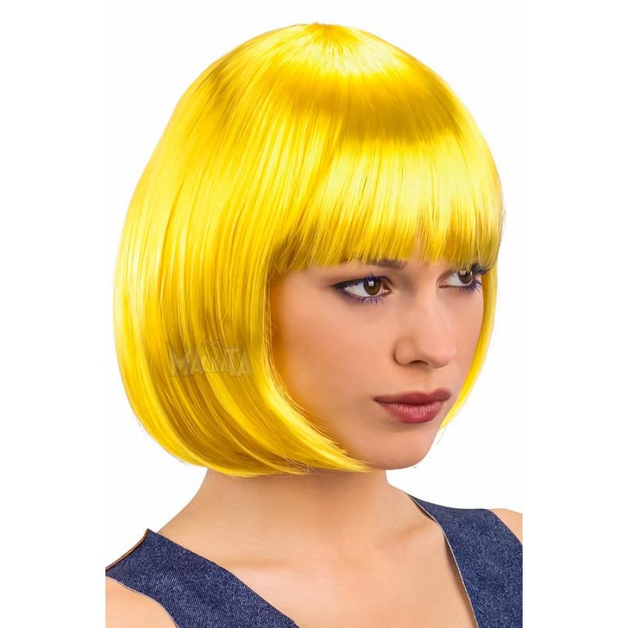 Карнавална къса перука в жълт цвят - 02512