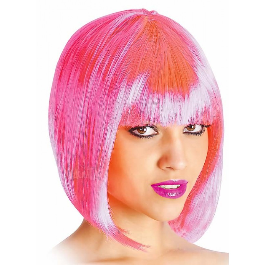 Карнавална къса перука в розов цвят - 02582