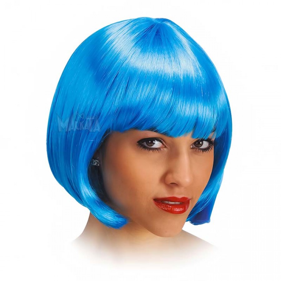 Карнавална къса перука в син цвят - 02505