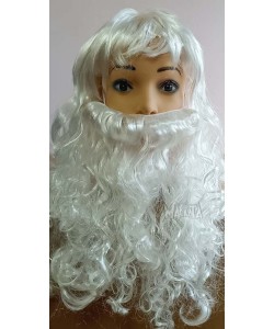 Бяла перука с брада за Дядо Коледа