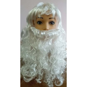 Бяла перука с брада за Дядо Коледа