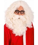 Луксозна перука с брада за Дядо Коледа в цвят слонова кост 02365